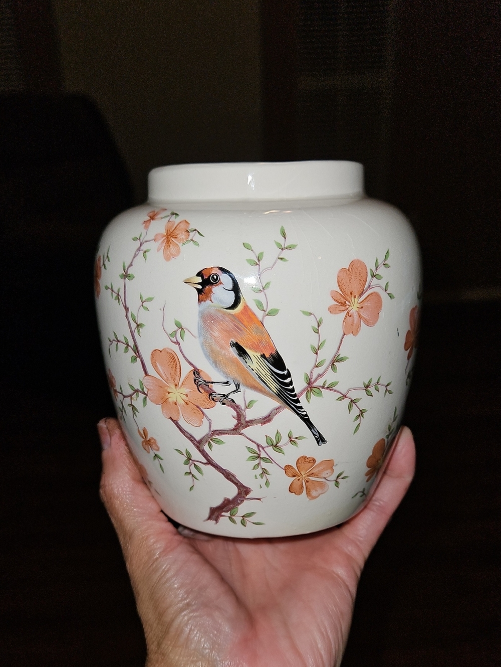 Arthur Wood White Ceramic Bird Floral Vase - Hand-Painted Accent